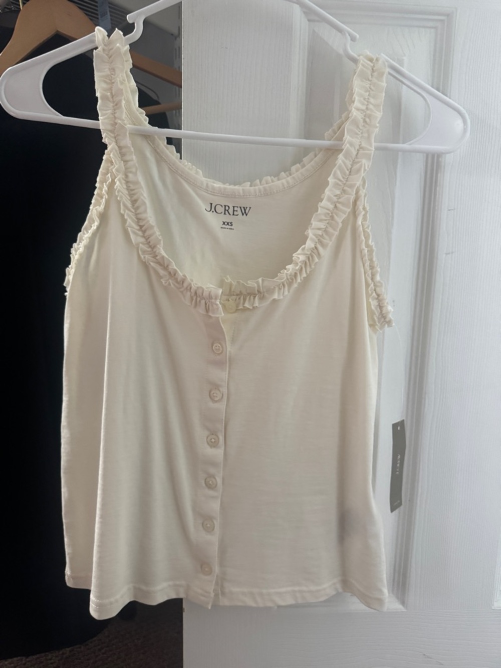J. Crew Cream Ruffle-Trim Button Front Camisole